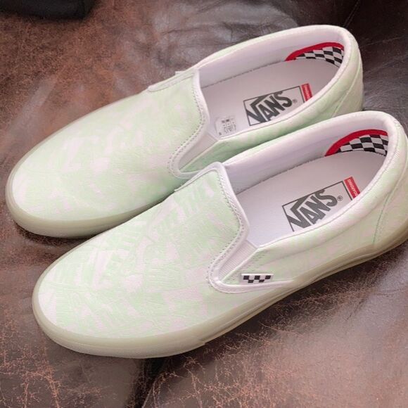 1 LEFT! 7.5 Vans Skate Slip On Glow White - Picture 4 of 11